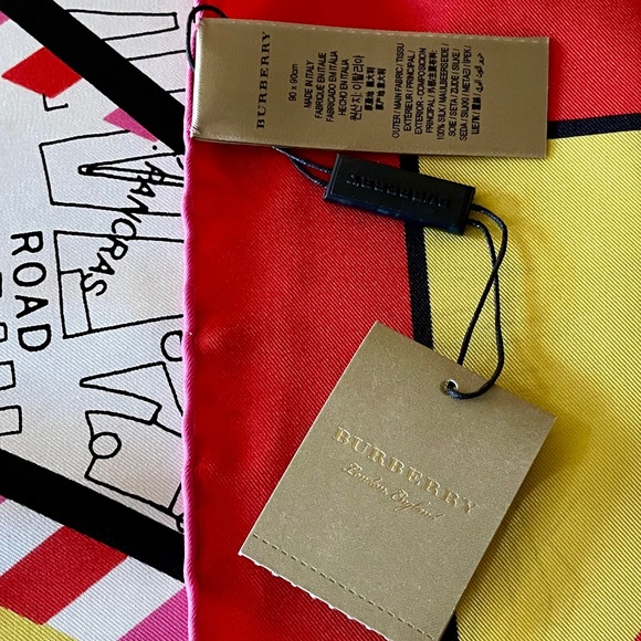 NWT - Burberry London Map Silk Scarf - Box Included - Picture 11 of 14